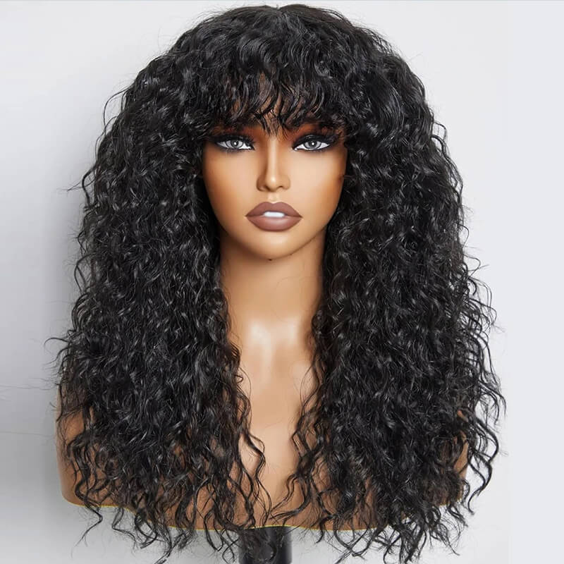 eullair Human Hair Bangs Wear Go Gluless Wig Full Machine Made NO Glue