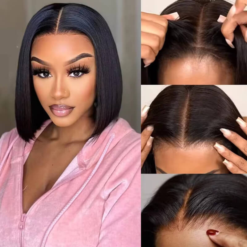 Flash Sale $129=2 Human Hair Wigs| Buy Dark #99J Straight 13x4 Lace Frontal Bob Wig Get a Straight 5x5 Bob Wig For Free