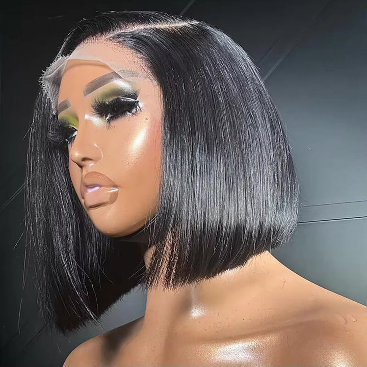 Flash Sale $129=2 Human Hair Wigs| Buy Dark #99J Straight 13x4 Lace Frontal Bob Wig Get a Straight 5x5 Bob Wig For Free