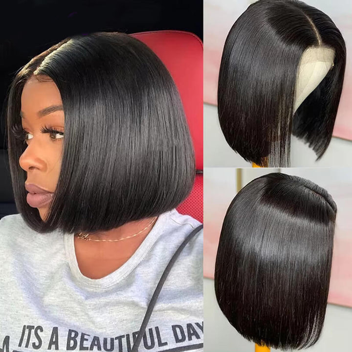 Flash Sale $129=2 Human Hair Wigs| Buy Dark #99J Straight 13x4 Lace Frontal Bob Wig Get a Straight 5x5 Bob Wig For Free