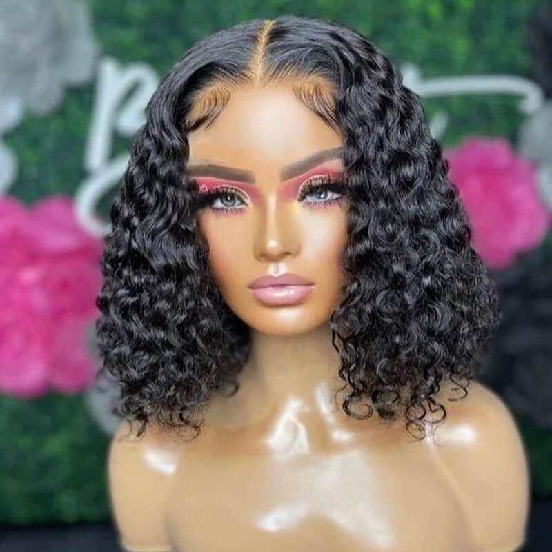 Flash Sale $139=2 Human Hair Wigs| Buy Dak Blue 13x4 Lace Frontal Bob Wig Get a 4x4 Glueless Curly Bob Wig For Free