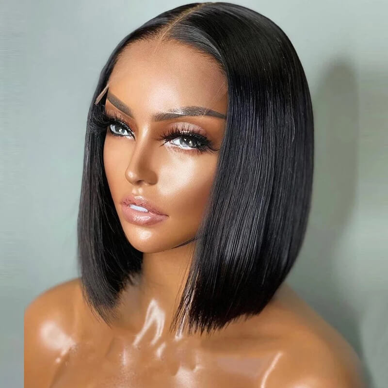 Flash Sale $159=2 Human Hair Wigs| Buy Dak Blue Layered Cut 13x4 Lace Frontal Wig Get a Straight 4x4 Bob Wig For Free