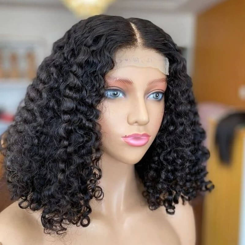 Flash Sale $169=2 Human Hair Wigs| Buy Layered Cut Burgundy Straight 4x4 Lace Wig Get a Curly 4x4 Bob Wig For Free