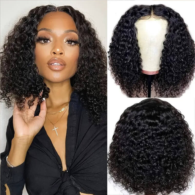 Flash Sale $169=2 Human Hair Wigs| Buy Layered Cut Burgundy Straight 4x4 Lace Wig Get a Curly 4x4 Bob Wig For Free