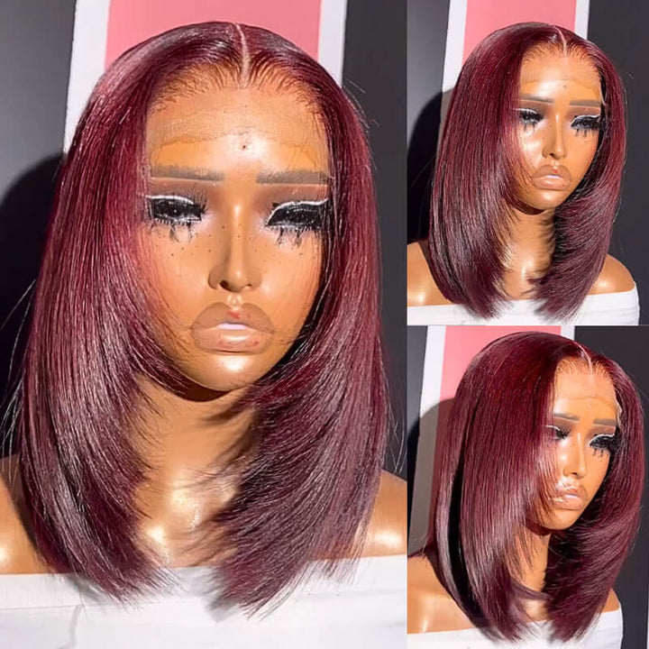 Flash Sale $169=2 Human Hair Wigs| Buy Layered Cut Straight 4x4 Lace Wig Get a Colored Straight 4x4 Bob Wig For Free