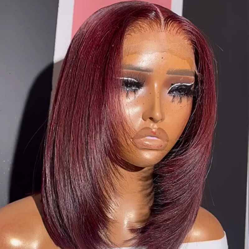 Flash Sale $169=2 Human Hair Wigs| Buy Layered Cut Straight 4x4 Lace Wig Get a Colored Straight 4x4 Bob Wig For Free