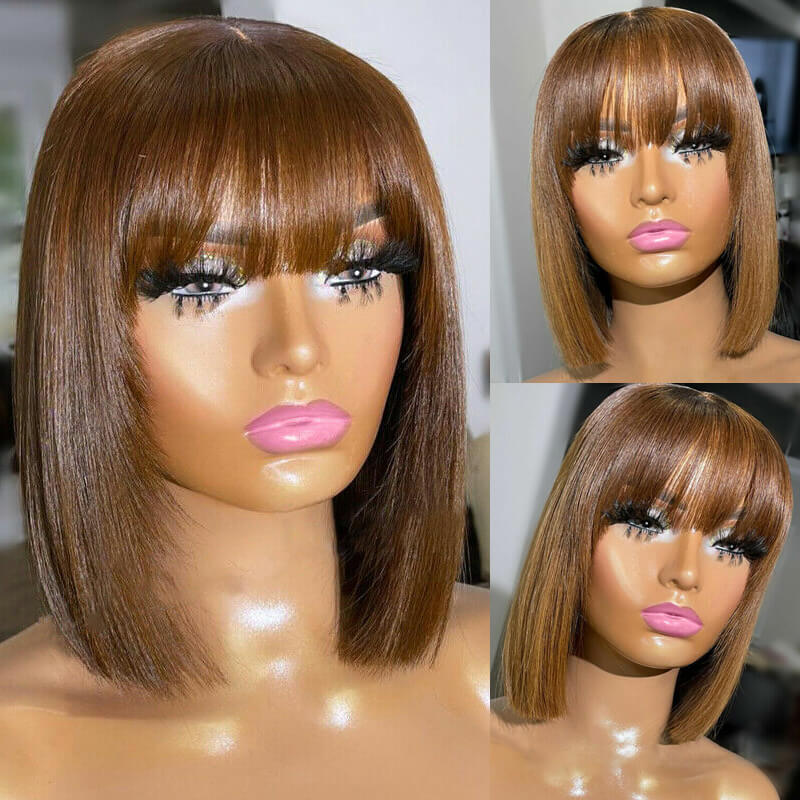 Flash Sale $169=2 Human Hair Wigs| Buy Layered Cut Straight 4x4 Lace Wig Get a Colored Straight 4x4 Bob Wig For Free