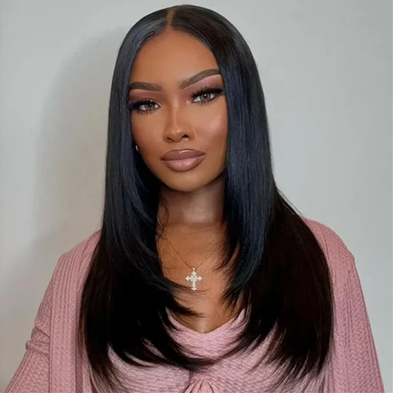 Flash Sale $169=2 Human Hair Wigs| Buy Layered Cut Straight 4x4 Lace Wig Get a Colored Straight 4x4 Bob Wig For Free