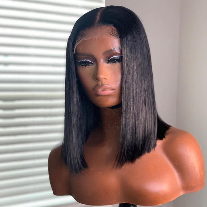 Flash Sale $179=2 Human Hair Wigs| Buy 18inch 13x4 Lace Frontal Curly Bob Wig 180% Get a 14inch Straight 4x4 Bob Wig For Free