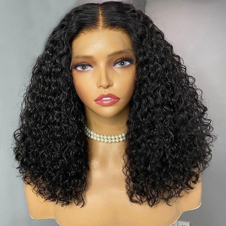 Flash Sale $179=2 Human Hair Wigs| Buy 18inch 13x4 Lace Frontal Curly Bob Wig 180% Get a 14inch Straight 4x4 Bob Wig For Free