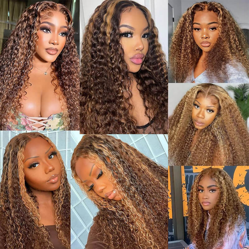 Flash Sale| eullair Affordable #1b/#99J/#4/#4/30 Colored Double Drawn Water Wave Curly 13x4 Lace Frontal Wig 20inch 200% Density