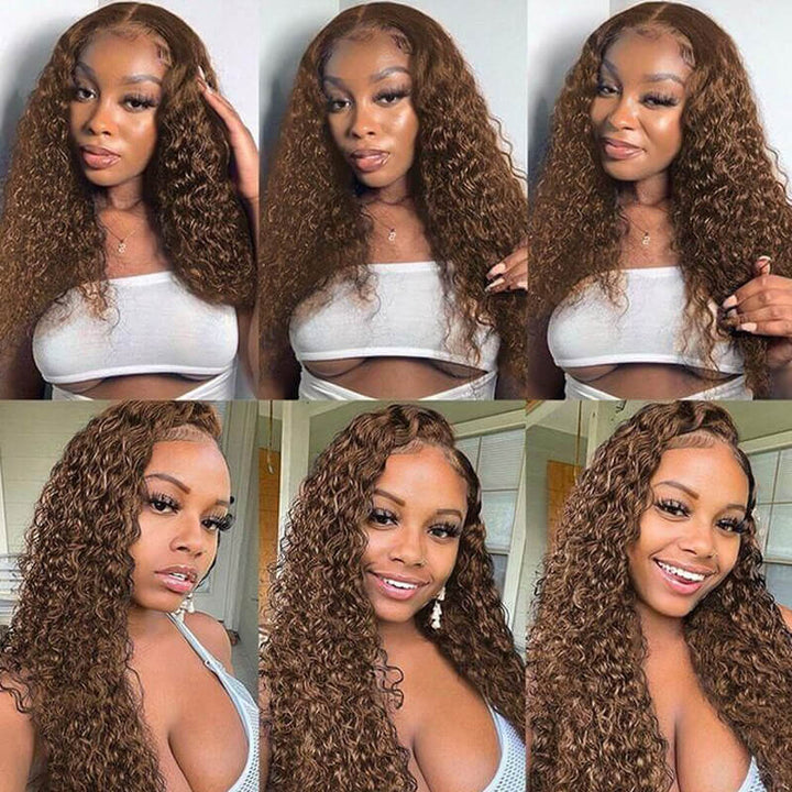 Flash Sale| eullair Affordable #1b/#99J/#4/#4/30 Colored Double Drawn Water Wave Curly 13x4 Lace Frontal Wig 20inch 200% Density