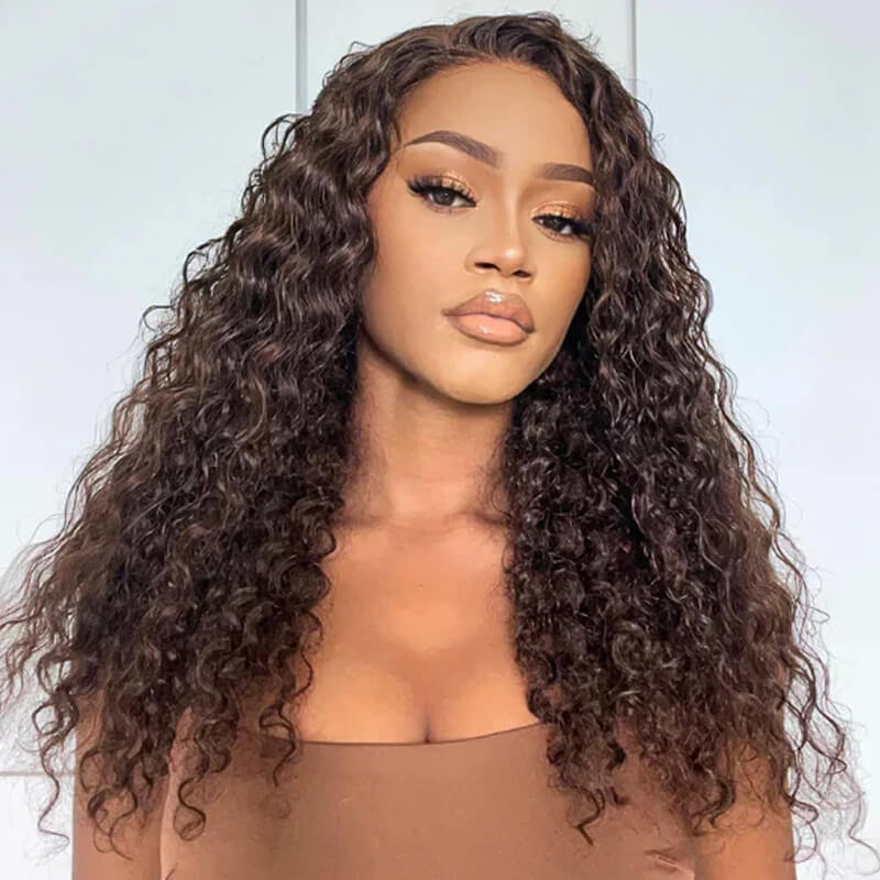 Flash Sale| eullair Affordable #1b/#99J/#4/#4/30 Colored Double Drawn Water Wave Curly 13x4 Lace Frontal Wig 20inch 200% Density