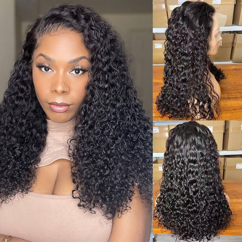 Flash Sale| eullair Affordable #1b/#99J/#4/#4/30 Colored Double Drawn Water Wave Curly 13x4 Lace Frontal Wig 20inch 200% Density