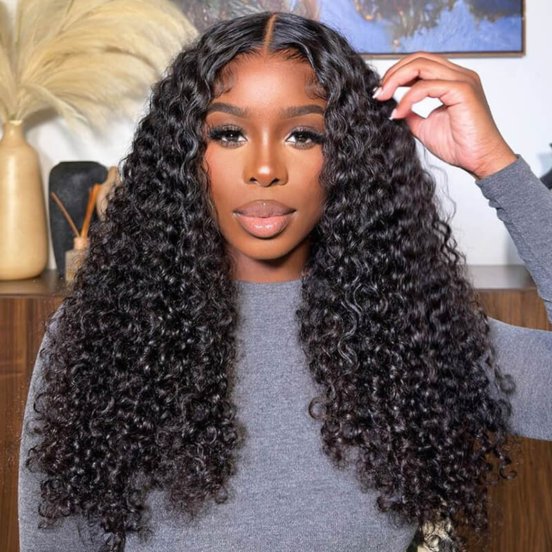 Flash Sale| eullair Affordable #1b/#99J/#4/#4/30 Colored Double Drawn Water Wave Curly 13x4 Lace Frontal Wig 20inch 200% Density