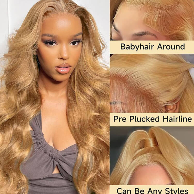 Bombshell Wig | eullair Glueless Honey Blonde Lace Frontal Wig | Brown Girl Ash Blonde Straight/Body Wave Wig
