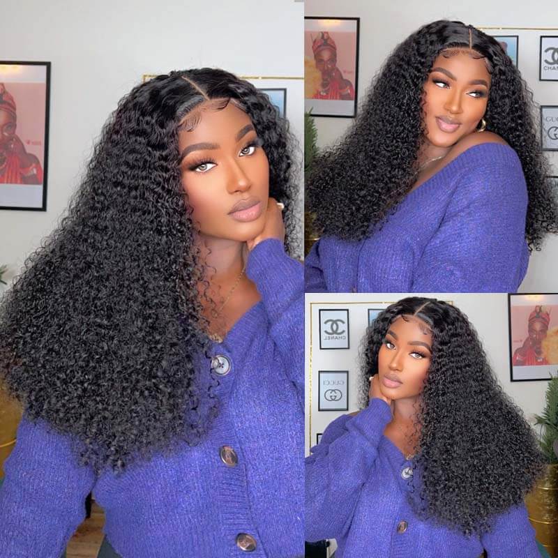 Flash Sale| eullair Wear Go 5x5 Glueless Human Hair Wig 250% Density Full & Thick Pissy Curly Lace Closure Wig For Black Women