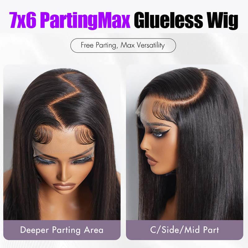 eullair PartingMax Glueless Wig Deep Wave 7x6 9x6 Lace Front Wig Bleached Knots Ready To Go Pre Plucked Hairline Bye Bye Knots Human Hair Wigs