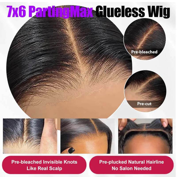 eullair PartingMax Glueless Wig Deep Wave 7x6 9x6 Lace Front Wig Bleached Knots Ready To Go Pre Plucked Hairline Bye Bye Knots Human Hair Wigs