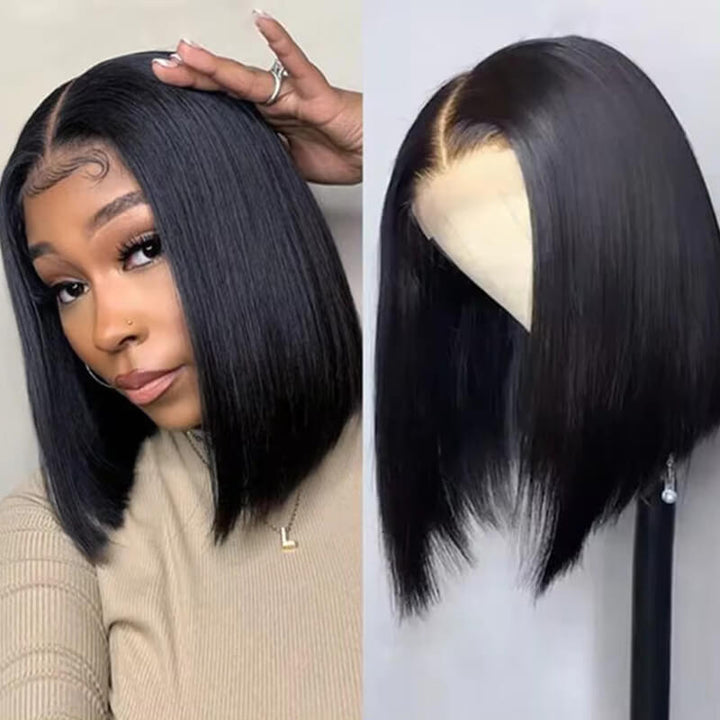 Flash Sale $99=2 Human Hair Wigs| Buy Straight 4x4 Lace Closure Bob Wig Get a Short  Colored 13x4 Pixie Curl Wig For Free