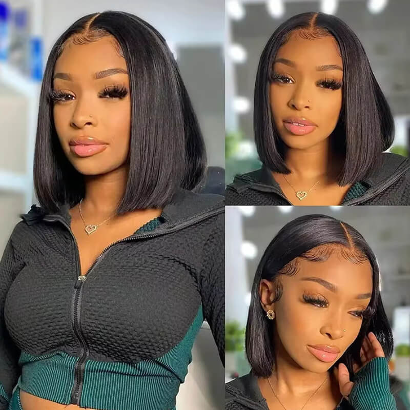 Flash Sale $99=2 Human Hair Wigs| Buy Straight 4x4 Lace Closure Bob Wig Get a Short  Colored 13x4 Pixie Curl Wig For Free