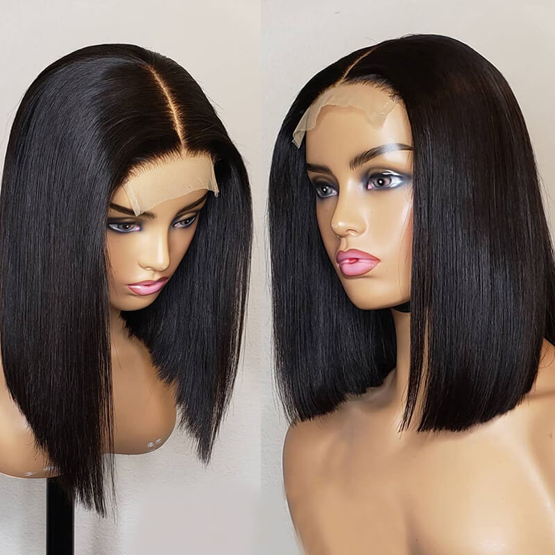 Flash Sale $99=2 Human Hair Wigs| Buy Straight 4x4 Lace Closure Bob Wig Get a Short  Colored 13x4 Pixie Curl Wig For Free