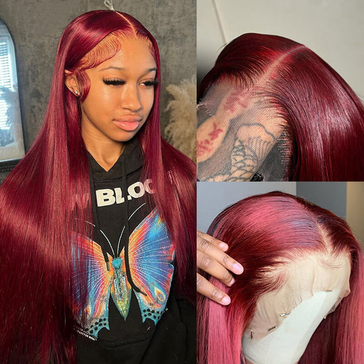 Flash Sale $169=26inch Pre Colored 13x6 Lace Frontal Wig Body Wave/Straight Human Hair Wig For Black Women