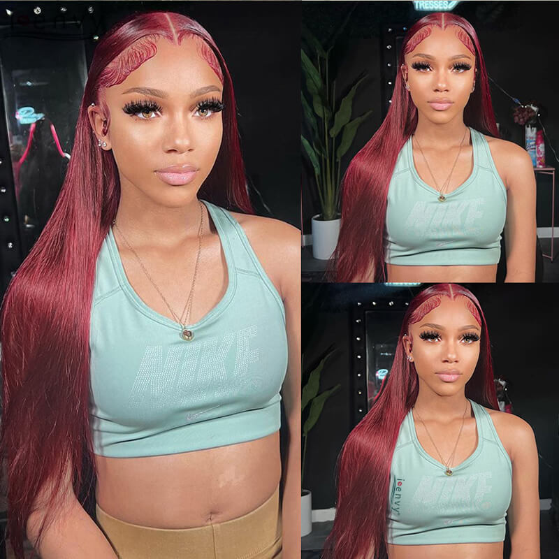 Flash Sale $169=26inch Pre Colored 13x6 Lace Frontal Wig Body Wave/Straight Human Hair Wig For Black Women