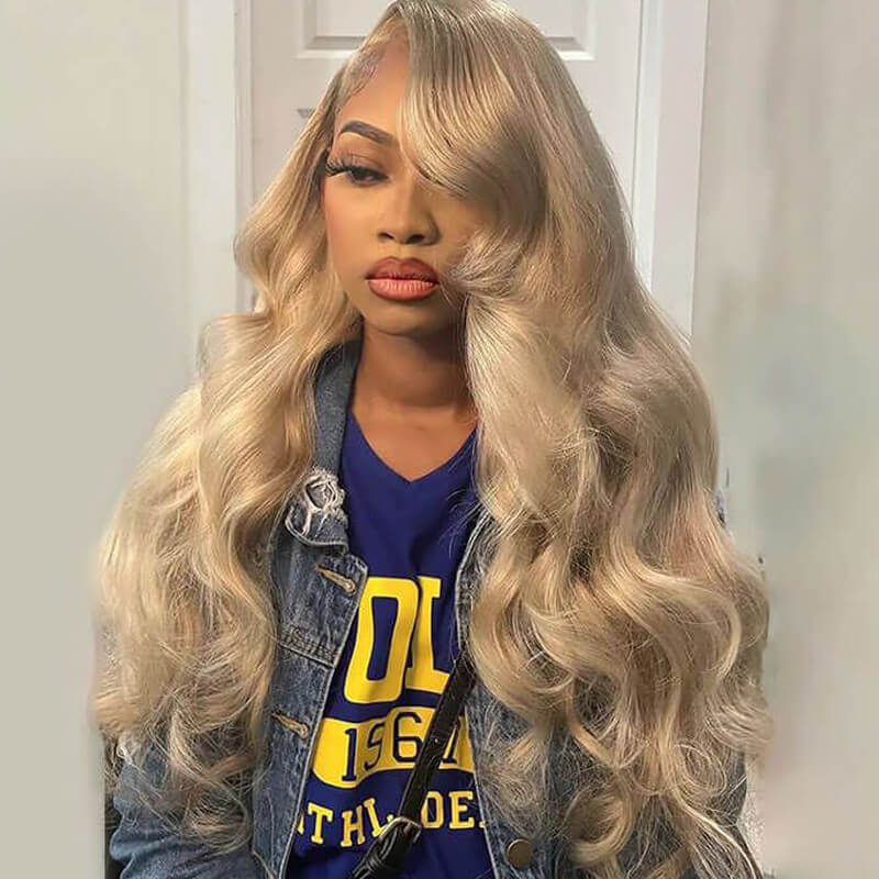 eullair Perfect Ash Blonde Straight Human Hair 13x4 Lace Frontal Wig P10/613 P18/613 Wavy Highlight Body Wave Wig For Women