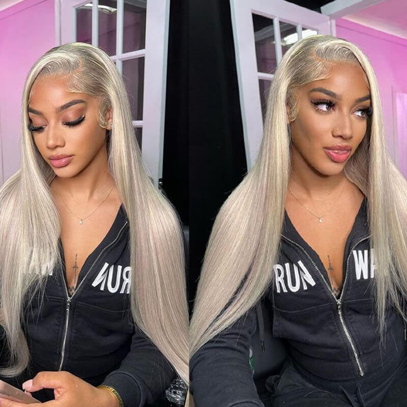 eullair Perfect Ash Blonde Straight Human Hair 13x4 Lace Frontal Wig P10/613 P18/613 Wavy Highlight Body Wave Wig For Women