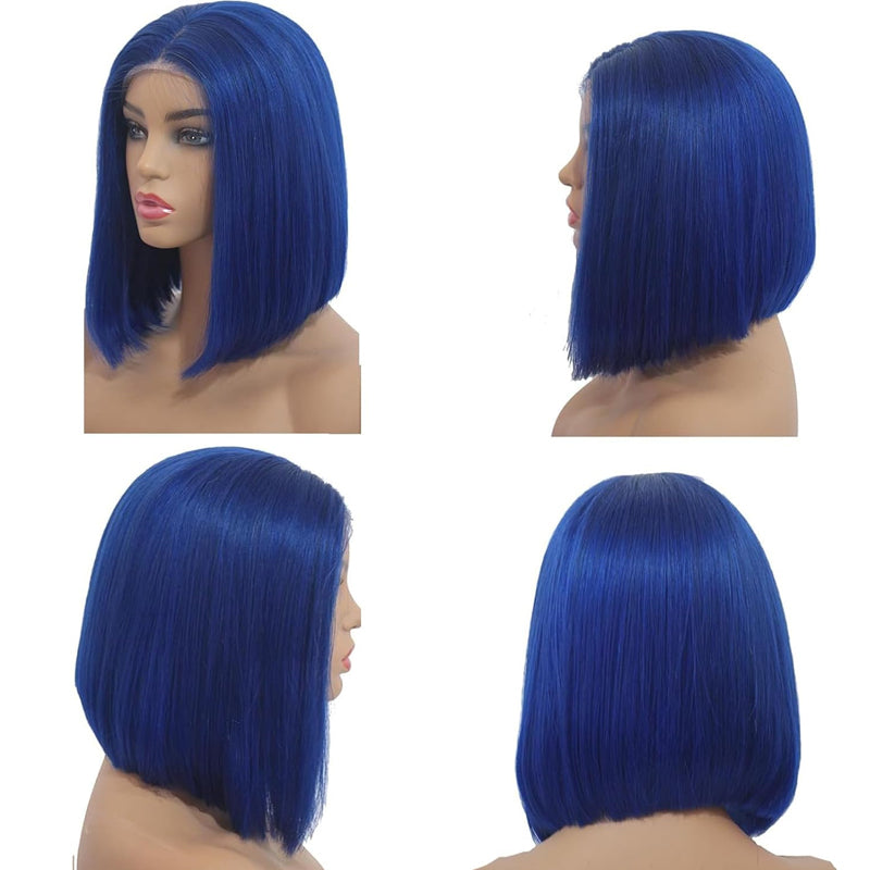 eullair Summer Favorite Colorful Human Hair Blonde Straight Short Bob 13x4 Lace Full Frontal Wigs For Girls | No Code Needed