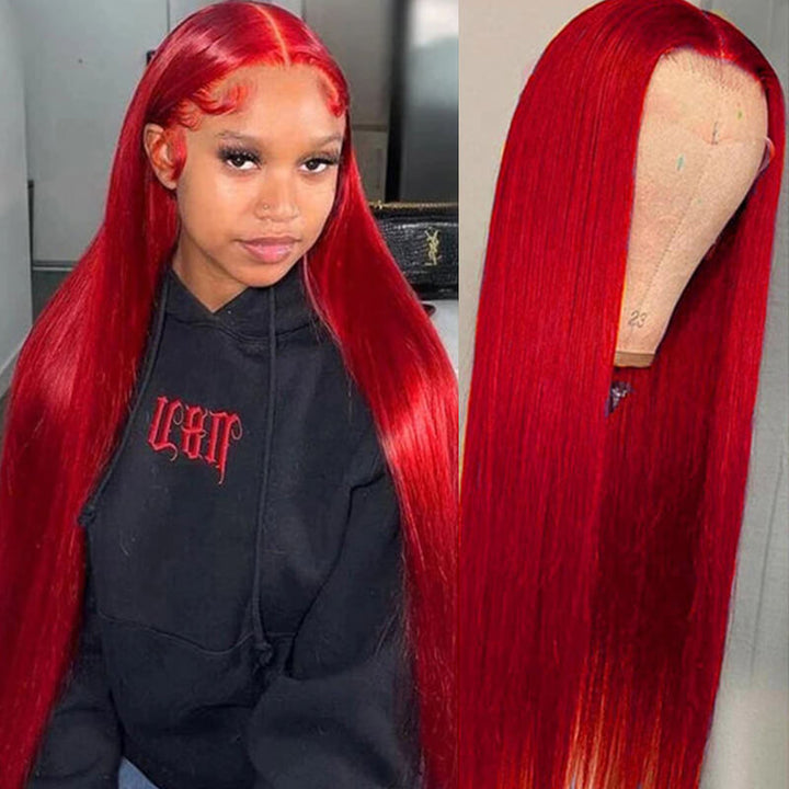 Flash Sale $169=26inch Pre Colored 13x6 Lace Frontal Wig Body Wave/Straight Human Hair Wig For Black Women