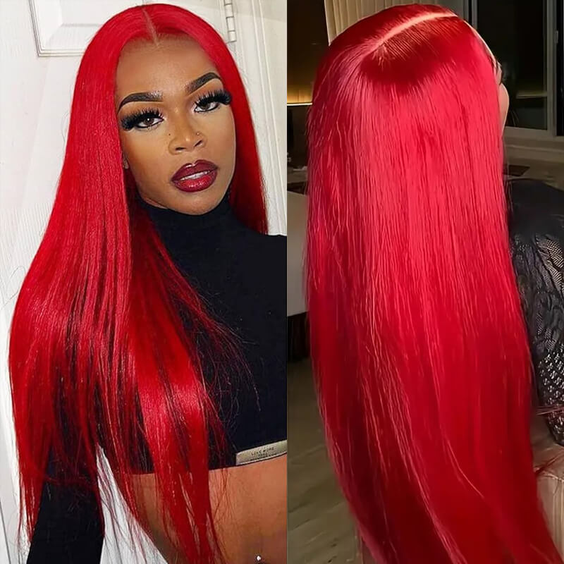 Flash Sale $169=26inch Pre Colored 13x6 Lace Frontal Wig Body Wave/Straight Human Hair Wig For Black Women