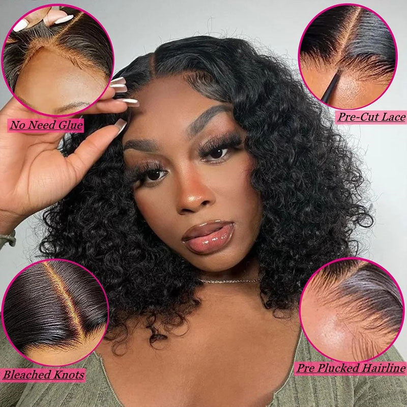 Flash Sale|eullair Short Curly Glueless Bob Wig Lace Front Human Hair Wigs Straight/Body Wave Lace Frontal Wig For Women