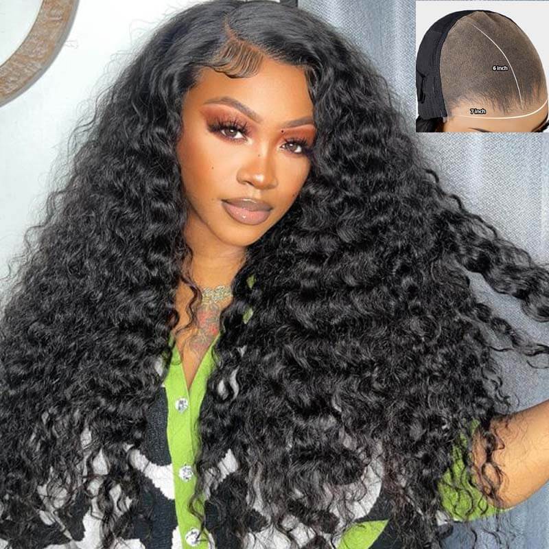 eullair PartingMax Glueless Wig Deep Wave 7x6 9x6 Lace Front Wig Bleached Knots Ready To Go Pre Plucked Hairline Bye Bye Knots Human Hair Wigs