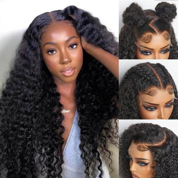 eullair PartingMax Glueless Wig Deep Wave 7x6 9x6 Lace Front Wig Bleached Knots Ready To Go Pre Plucked Hairline Bye Bye Knots Human Hair Wigs