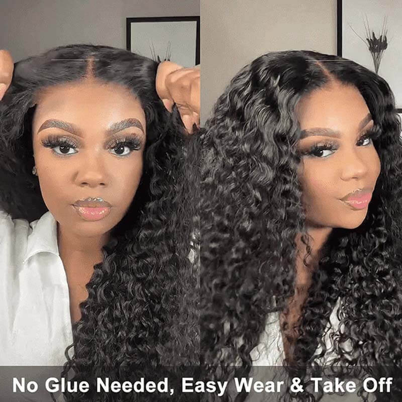 eullair PartingMax Glueless Wig Deep Wave 7x6 9x6 Lace Front Wig Bleached Knots Ready To Go Pre Plucked Hairline Bye Bye Knots Human Hair Wigs