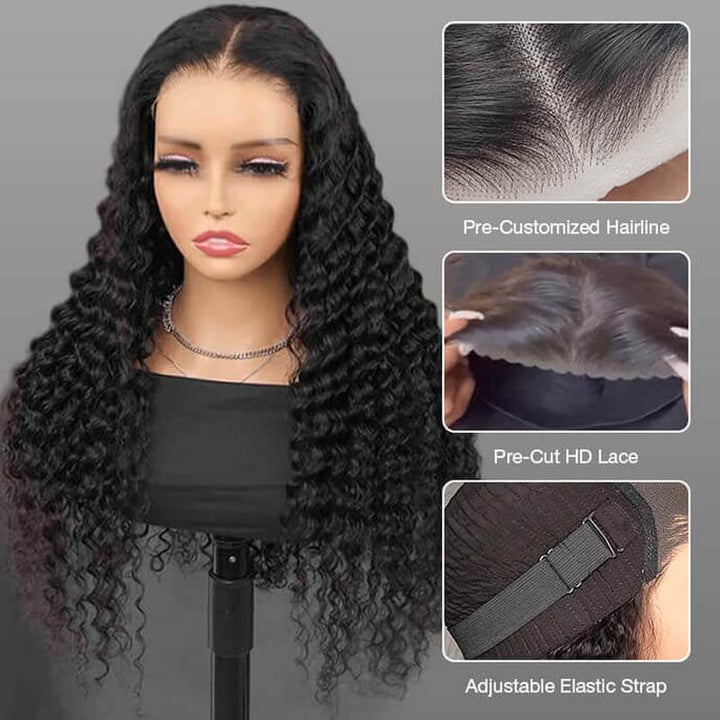 eullair PartingMax Glueless Wig Deep Wave 7x6 9x6 Lace Front Wig Bleached Knots Ready To Go Pre Plucked Hairline Bye Bye Knots Human Hair Wigs