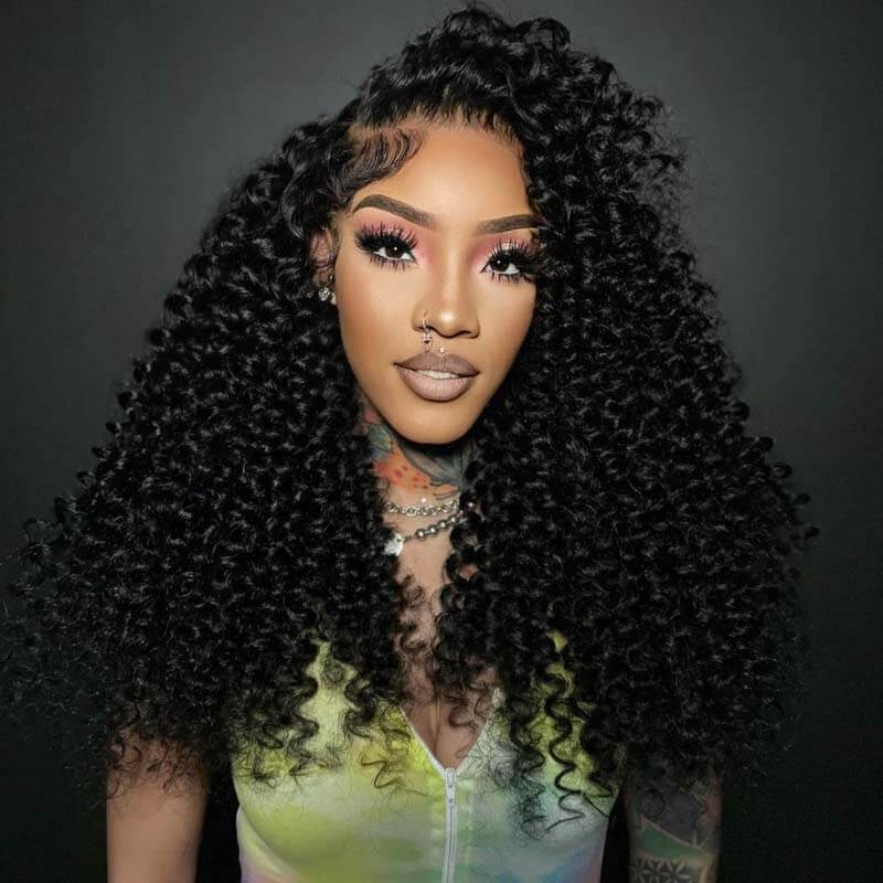 eullair New Exotic Curly Human Hair Lace Frontal Wig Deep Curly Transparent 4x4 13x4 13x6 Lace Wigs For Women