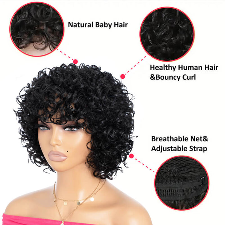 Flash Sale $109=2 Human Hair Wigs| Buy Brown Straight 13x4 Lace Frontal Bob Wig Get a Non Lace Curly Bangs Wig for Free