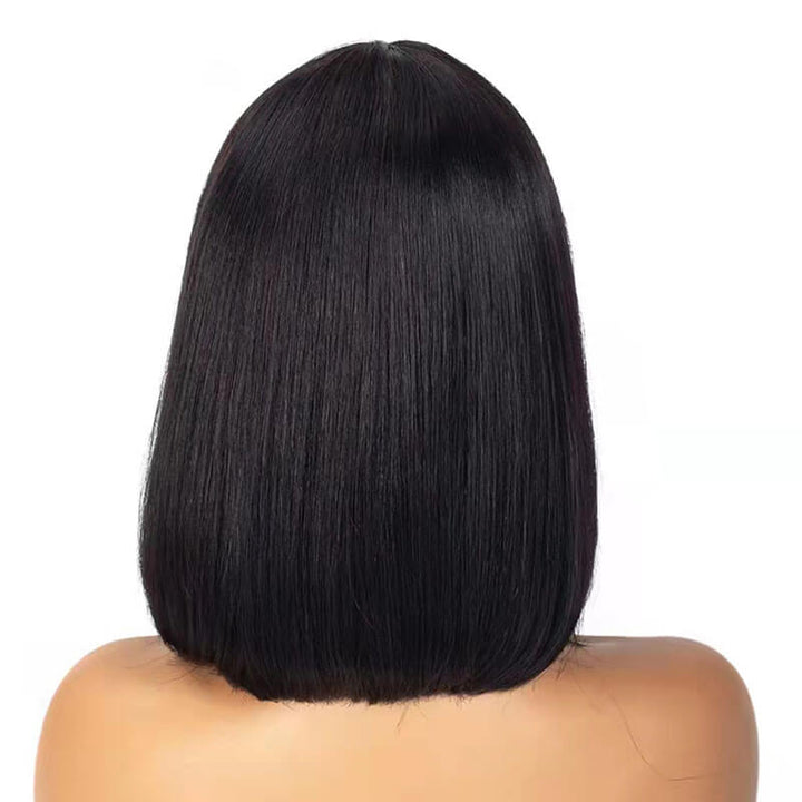 Flash Sale $99=2 Human Hair Wigs| Buy Dark 99J Straight 13x4 Lace Frontal BOB Wig Get a Non Lace Bangs BOB Wig For Free