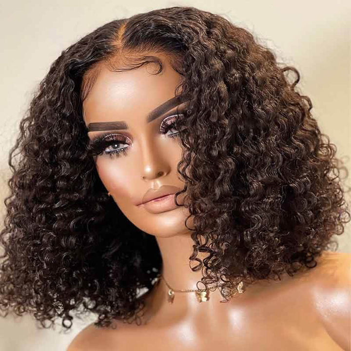 Flash Sale $99=2 Human Hair BOB Wigs| Buy 4x4 Lace Closure Curly Bob Wig Get a Straight 4x4 Bob Wig for Free