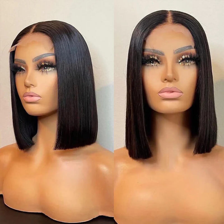 Flash Sale $99=2 Human Hair BOB Wigs| Buy 4x4 Lace Closure Curly Bob Wig Get a Straight 4x4 Bob Wig for Free