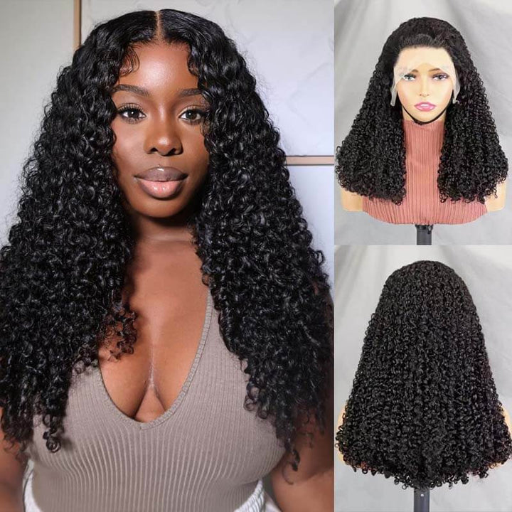 Flash Sale| eullair Must Have #1b/#4/30 Highlight Piano Color Fluffy Pixie Curly Double Drawn 13x4 Lace Frontal Wig 250% Density