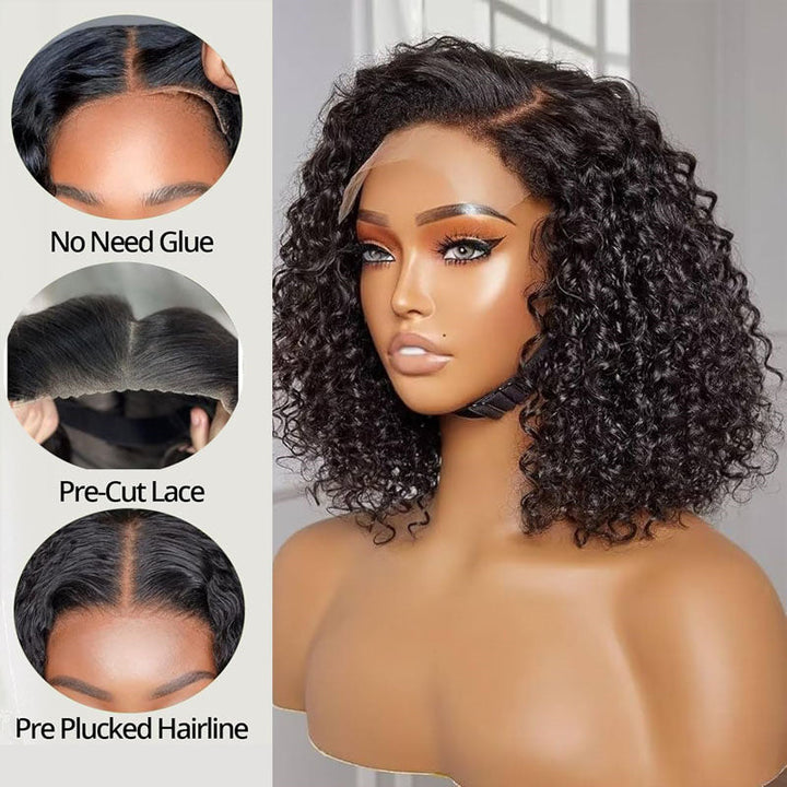 Flash Sale|eullair Short Curly Glueless Bob Wig Lace Front Human Hair Wigs Straight/Body Wave Lace Frontal Wig For Women