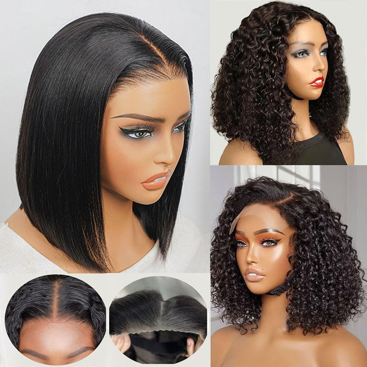 Flash Sale|eullair Short Curly Glueless Bob Wig Lace Front Human Hair Wigs Straight/Body Wave Lace Frontal Wig For Women