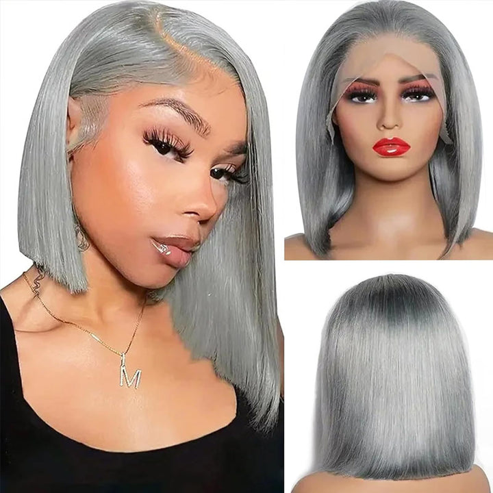 eullair Summer Favorite Colorful Human Hair Blonde Straight Short Bob 13x4 Lace Full Frontal Wigs For Girls | No Code Needed