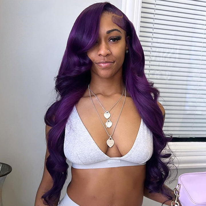 eullair Indigo Purple Body Wave Lace Frontal Wig 13x4 13x6 Colored Human Hair Wigs For Women