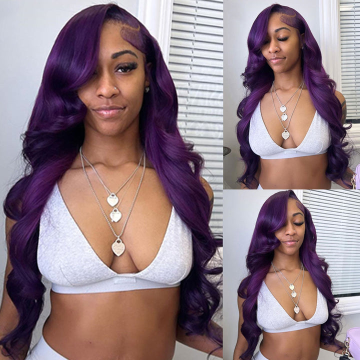 eullair Indigo Purple Body Wave Lace Frontal Wig 13x4 13x6 Colored Human Hair Wigs For Women