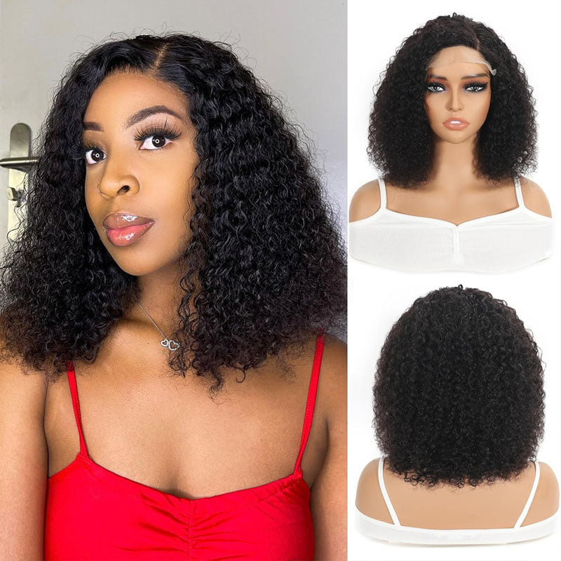 eullair Glueless Wear Go PreCut Lace Bob Wig Flash Sale Bye Bye Knots Yaki Straight/Curly Human Hair Short Wig for Black Women Bleached Knots